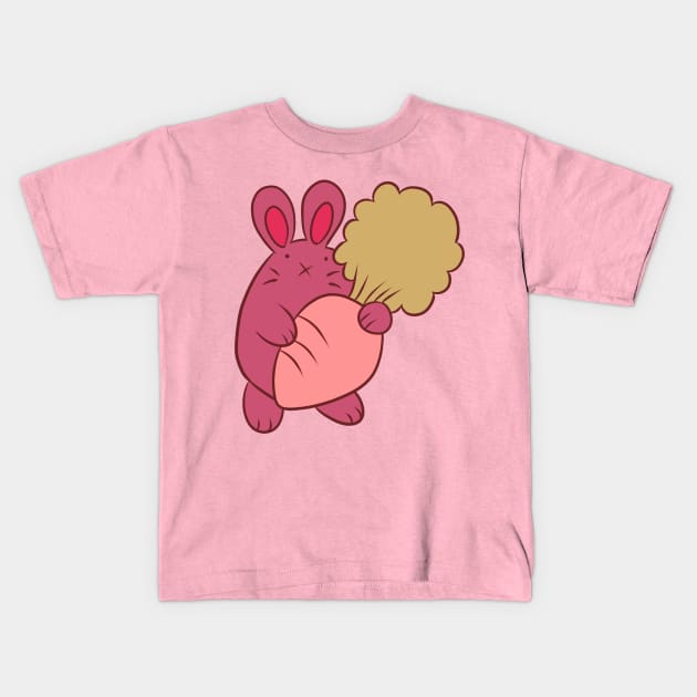 Chubby Bunny with Carrot Kids T-Shirt by saradaboru